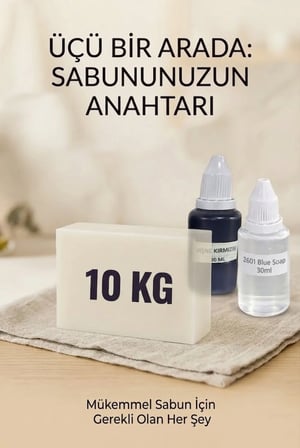 Kendi Sabununu Yap! 10 KG Opak Sabun Bazı + BlueSoap Esansı +Vişne Kırmızısı Boya