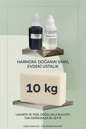 Kendi Sabununu Yap! 10 KG Opak Sabun Bazı + C.Green Esansı +Yeşil Boya