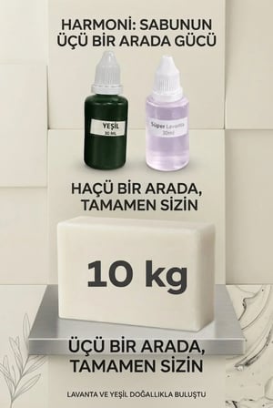 Kendi Sabununu Yap! 10 KG Opak Sabun Bazı + Lavanta Esansı +Yeşil Boya