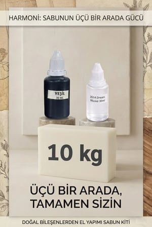 Kendi Sabununu Yap! 10 KG Opak Sabun Bazı + Dream Musk Esansı +Yeşil Boya