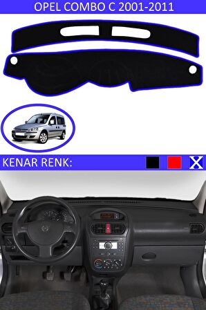 Opel Corsa C 2000-2006 İçin Uygun Torpido Koruma Halısı Siyah Kenar Renk Mavi