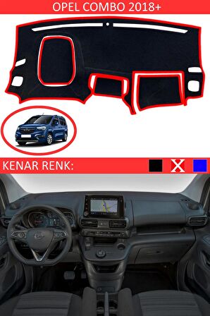 Opel Corsa D 2007-2014 İçin Uygun Torpido Koruma Halısı Siyah Kenar Renk Kırmızı