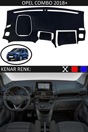 Opel Corsa D 2007-2014 İçin Uygun Torpido Koruma Halısı Siyah Kenar Renk Siyah