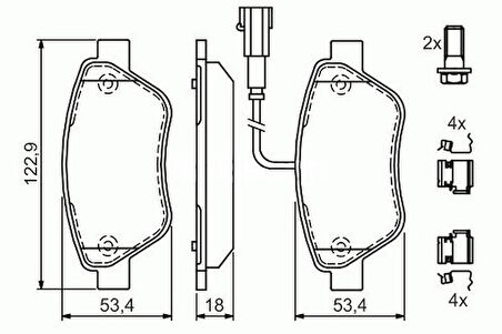 Opar 77364393E Ön Balata Doblo 1.3 06 Fiorino-Grande Punto-Bipper-Corsa-Nemo 1.3 06 Linea 1.3 07 77364393