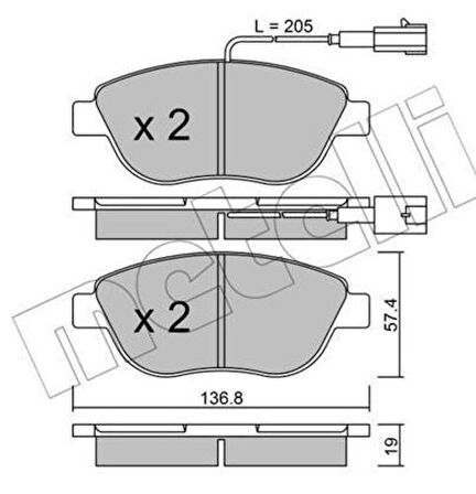 Opar 77365810E Fren Balatası- Doblo 05-Ym Linea 1.4 Tjet Stilo 04-Grande Punto 1.3 D 90 Hp Idea 1.9 JTD 77365810E