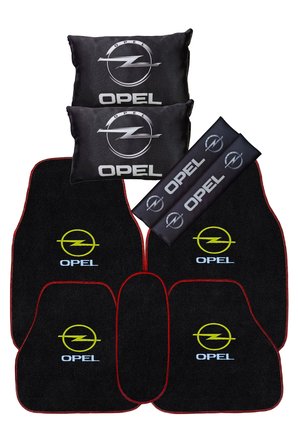 Opel Logolu 5’li Oto Halı Paspas & Siyah Araç Yastık & Emniyet Kemer Pedi | Konfor ve Koruma Seti