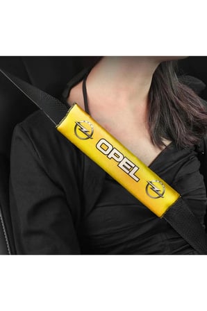 Opel Logolu Sarı Dijital Baskılı Araç Emniyet Kemer Pedi / 2’li Set – Konforlu & Şık Koruma Pedi