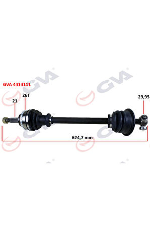 Komple Aks Sol Clıo Iı 1.4i 16v 98-05 Abs Li 26diş 625mm