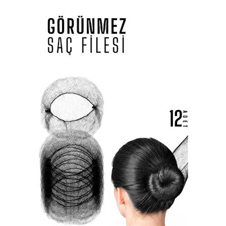 SİYAH Saç Filesi Görünmez 12 Adet