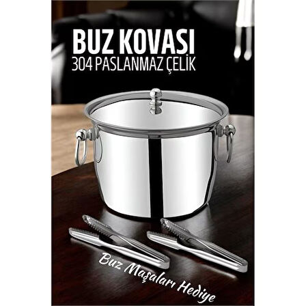 Buz Kovası 304 Paslanmaz Çelik ve Buz Maşası Seti Buz Termosu