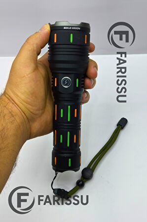 OR-G66Y 100W Profesyonel Şarjlı Fener: 5000 Lümen, 1.5 KM Zoomlu Menzil ve Powerbank Özelliği
