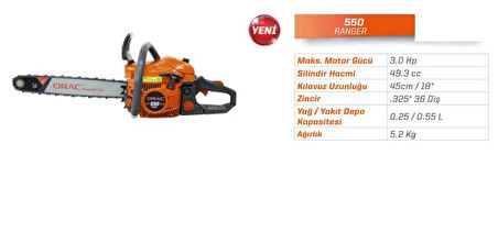 Orac 550 Motorlu Testere Benzinli Hızar 3 HP