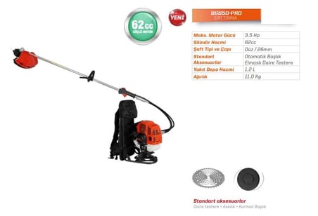 Orac BG650 Pro Motorlu Sırt Tırpan 3.5 Hp