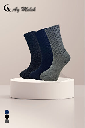 Kadın Erkek (3 Çift) Lambswool Termal Etkili Dikişsiz Uzun Şeker Çorabı