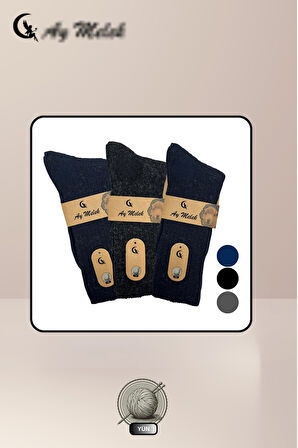 Kadın Erkek (3 Çift) Lambswool Termal Etkili Dikişsiz Uzun Şeker Çorabı