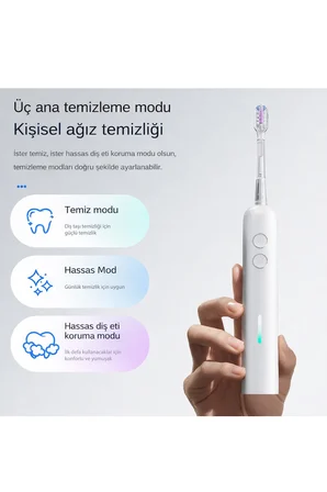 Şarjlı Diş Fırçası 3 Mod 3 Başlık IPX7 Su Geçirmez Elektrikli Diş Temizleme Fırçası Titreşimli
