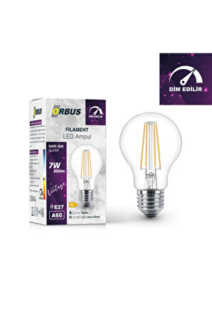 7W E27 Filament LED Ampul - Dim Edilebilir – DF60  10LU
