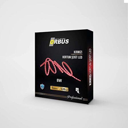 Orbus Kırmızı Hortum Şerit Led 8W - 5 Metre