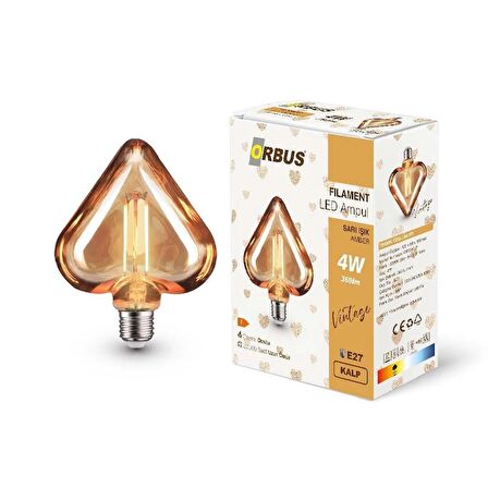 Orbus Kalp Filament Led Ampul Amber E27 360Lm