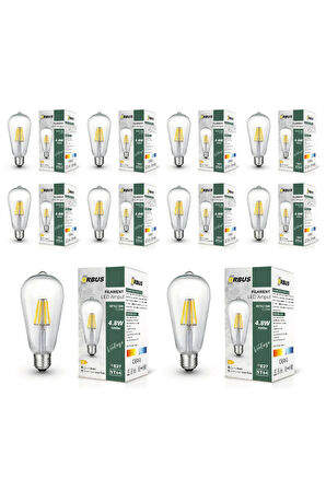 STB64 4.8W E27 LED Ampul Clear Beyaz Işık 600lm  10LU