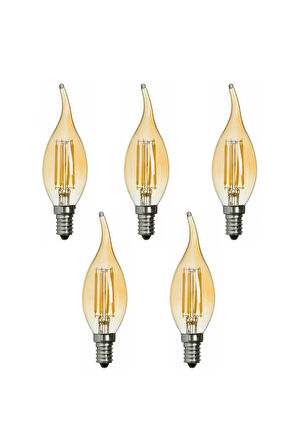 Rustik Kıvrık TA3 4W E14 Amber LED Ampul 300lm (5’li Paket)
