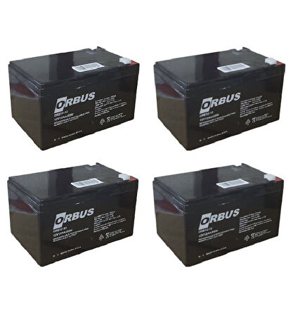 ORBUS 4'LÜ PAKET 12Volt 12 AMPER AGM AKÜ EBATLAR: 150x97x95mm