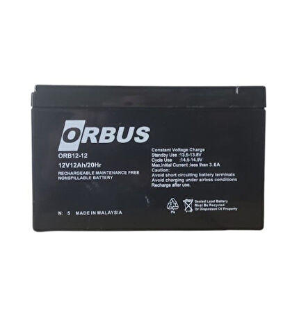 ORBUS 4'LÜ PAKET 12Volt 12 AMPER AGM AKÜ EBATLAR: 150x97x95mm