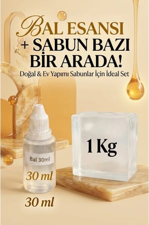 Bal Esanslı 1 KG Şeffaf Sabun Bazı Seti Doğal El Yapımı Sabun Üretim Hobi Kiti 2’li