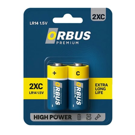 Orbus Premium 2XC LR14 C Tipi 1.5V Alkalin Orta Boy Pil - 2 Paket (4 Pil)