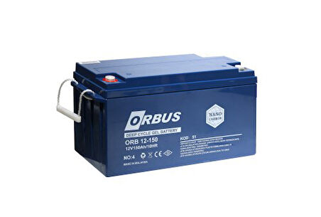 ORBUS 12 VOLT 150 AMPER JEL AKÜ - DERİN DÖNGÜ - 12 V 150 AH deep cycle