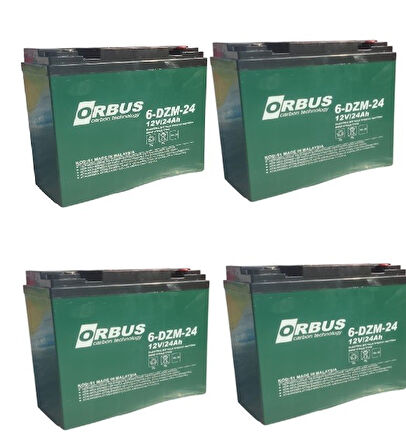 ORBUS 12V 24 AMPER (DİK) ELEKTRİKLİ BİSİKLET AKÜSÜ  4'lü PAKET