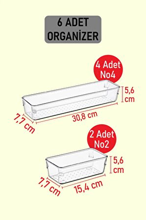 6 Adet Organizer Set Modüler Düzenleyici Şeffaf Kaşıklık