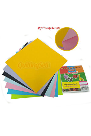 Origami Kağıdı, 50 Adet Çift Taraflı Karışık Renkli Origami - 50 Adetli 20 cm X 20 cm Set