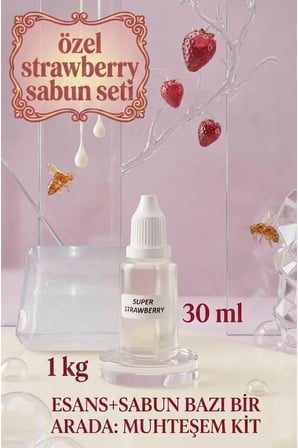 Strawberry Esanslı 1 KG Şeffaf Sabun Bazı Seti Doğal El Yapımı Sabun Üretim Hobi Kiti 2’li