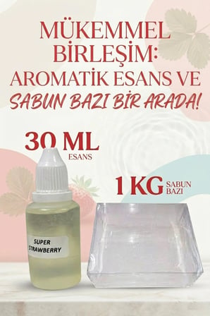Strawberry Esanslı 1 KG Şeffaf Sabun Bazı Seti Doğal El Yapımı Sabun Üretim Hobi Kiti 2’li