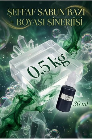 Şeffaf Sabun Bazı 500 gr + Yeşil Sabun Boyası 30 ml El Yapımı Sabun Yapım Seti Hobi Set