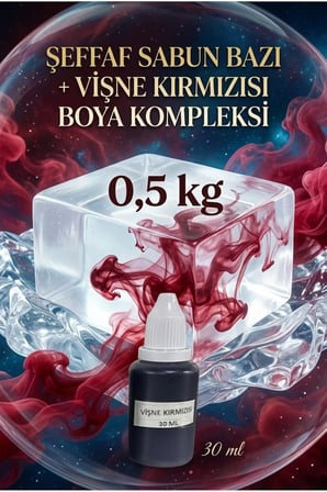 Şeffaf Sabun Bazı 500 gr + Vişne Kırmızı Sabun Boyası 30 ml El Yapımı Sabun Yapım Seti