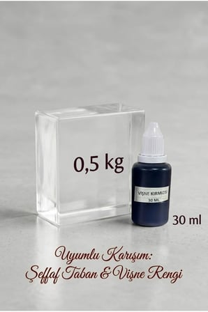 Şeffaf Sabun Bazı 500 gr + Vişne Kırmızı Sabun Boyası 30 ml El Yapımı Sabun Yapım Seti