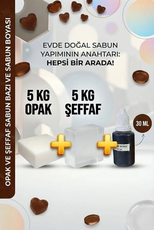 5 KG Opak + 5 KG Şeffaf Sabun Bazı ve Kahverengi Sabun Boyası Seti – Hobi ve El Yapımı Sabun Seti