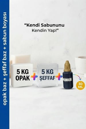 5 KG Opak + 5 KG Şeffaf Sabun Bazı ve Mavi Sabun Boyası Seti – Hobi ve El Yapımı Sabun Seti