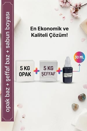 5 KG Opak + 5 KG Şeffaf Sabun Bazı ve Vişne kırmızısı Sabun Boyası Seti – Hobi ve El Yapımı Sabun Seti