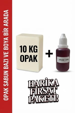 Organik Hekim 10 Kg Opak Sabun Bazı ve 30 Ml Kırmızı Sabun Boyası