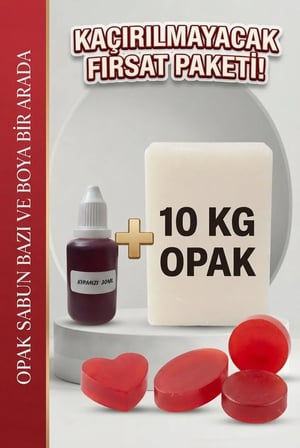 Organik Hekim 10 Kg Opak Sabun Bazı ve 30 Ml Kırmızı Sabun Boyası
