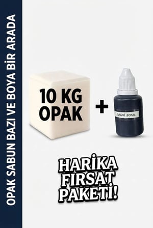 Organik Hekim 10 Kg Opak Sabun Bazı ve 30 ML Mavi Sabun Boyası