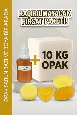 Organik Hekim 10 KG Opak Sabun Bazı ve 30 ML Sarı Sabun Boyası Seti - El Yapımı Sabun Yapımı İçin