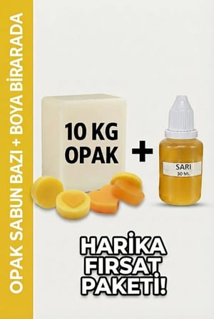 Organik Hekim 10 KG Opak Sabun Bazı ve 30 ML Sarı Sabun Boyası Seti - El Yapımı Sabun Yapımı İçin
