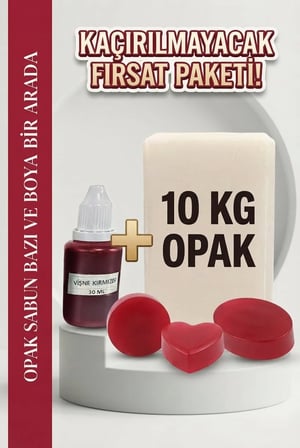Organik Hekim Sabun Seti Opak Sabun Bazı 10 Kg Ve 30 ml Vişne Kırmızısı Boya