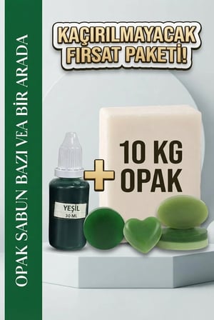 Organik Hekim 10 KG Opak Sabun Bazı ve 30 ML Yeşil Sabun Boyası Hobi Seti