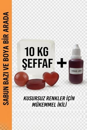 Organik Hekim 10 Kg Şeffaf Sabun Bazı ve 30 ML Kırmızı Sabun Boyası Seti