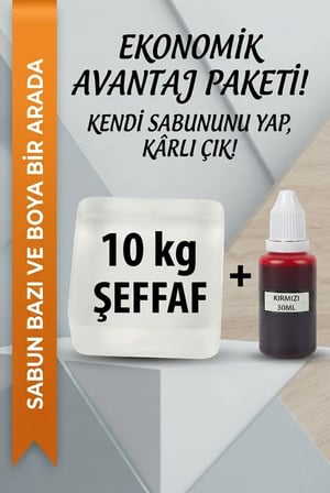 Organik Hekim 10 Kg Şeffaf Sabun Bazı ve 30 ML Kırmızı Sabun Boyası Seti